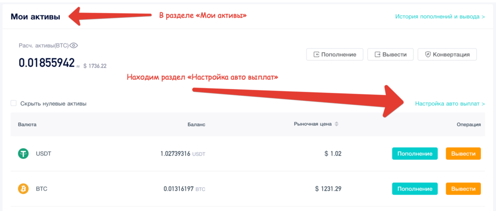Настройка авто выплат на ViaBTC