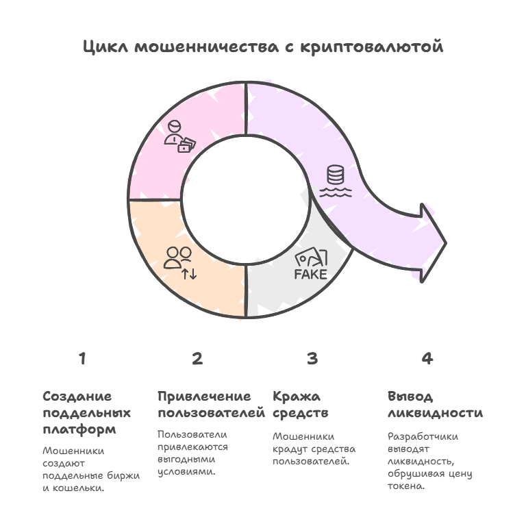 Цикл мошенничества с криптовалютой