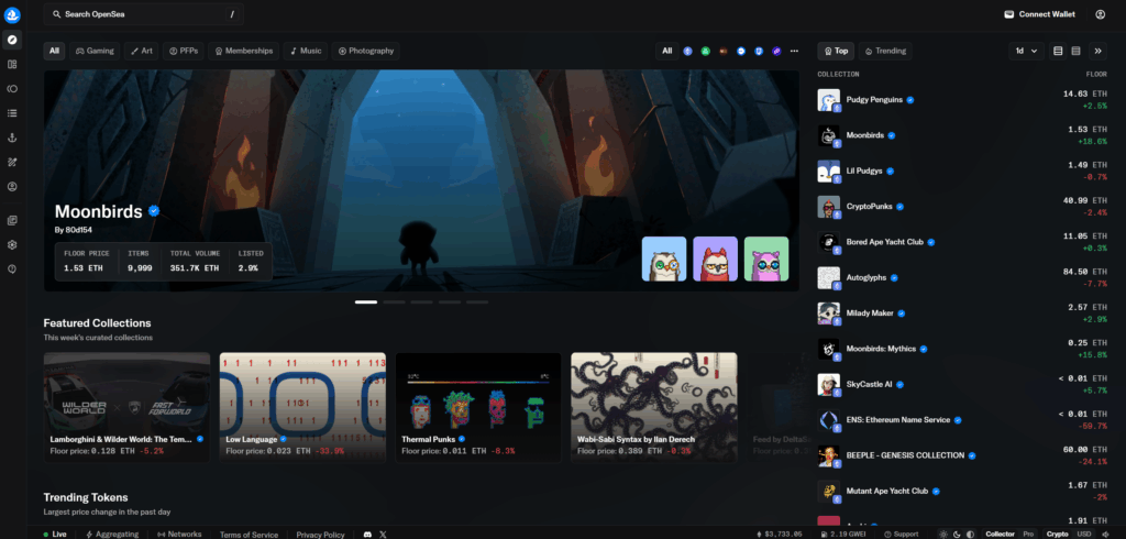 Главная страница OpenSea