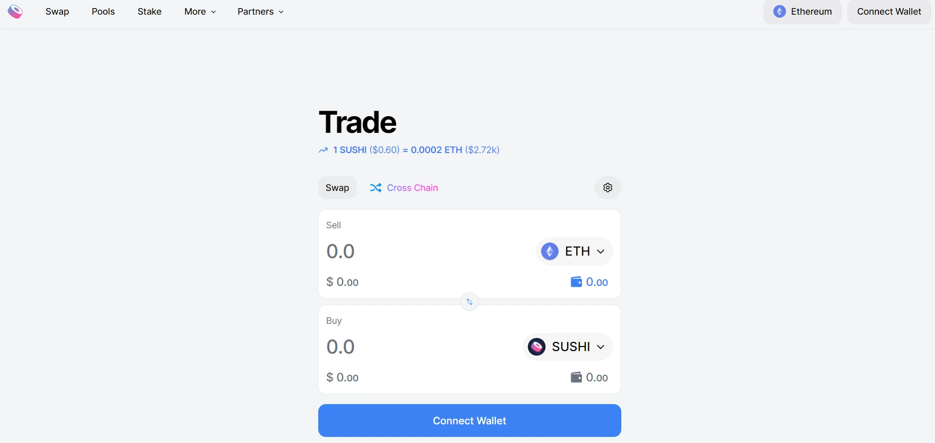 Форма обмена токенов SushiSwap