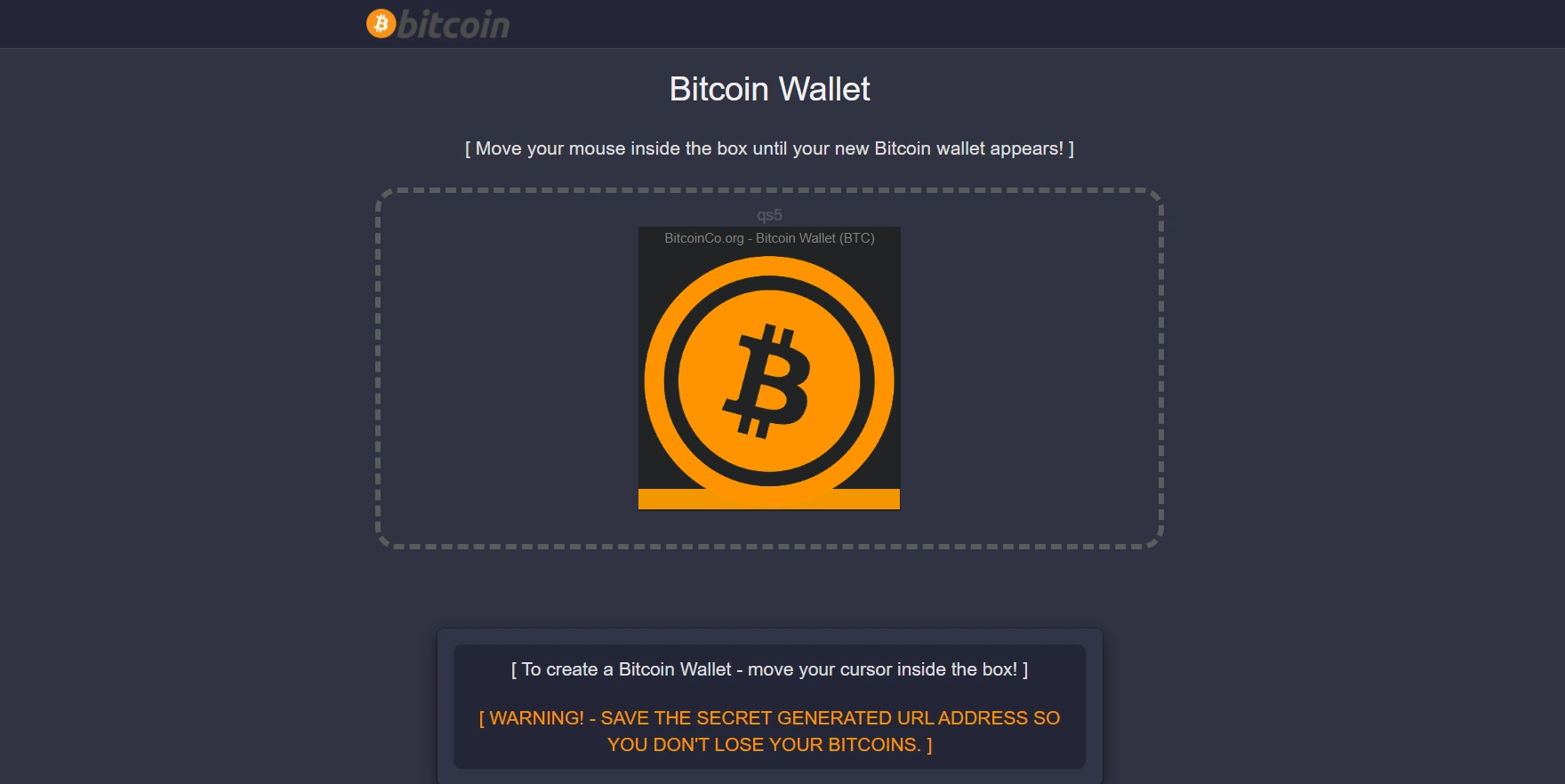 Экран сохранения seed-фразы биткоин-кошелька
